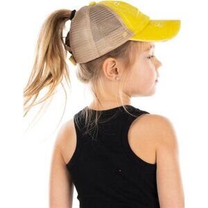 Funky Junque Girls Messy Bun Baseball Cap - High Ponytail Criss Cross Hat